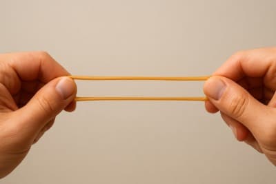 why rubber band is stretched？
