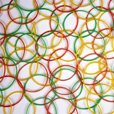 colored newspaper rubber bands